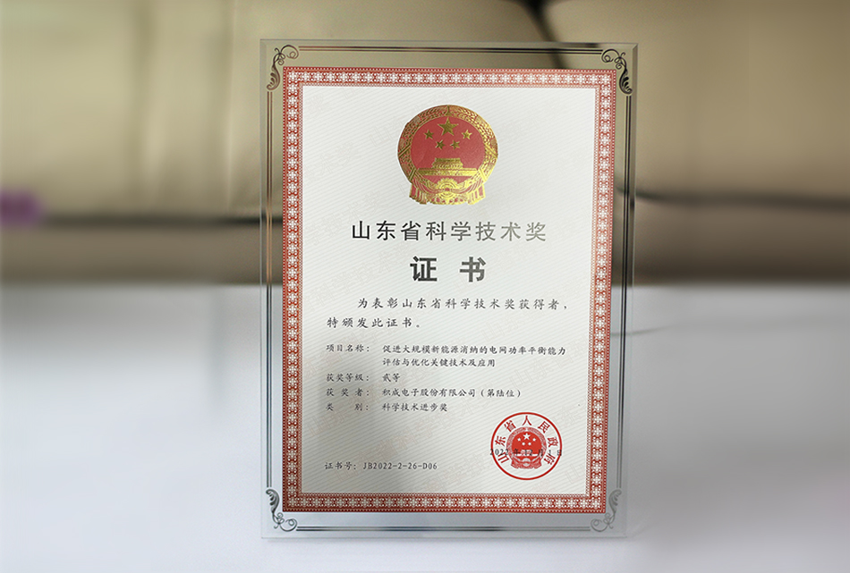 新能源承載力評估相關技術榮獲“山東科技進步二等獎” 新能源承載力評估相關技術榮獲“山東科技進步二等獎”